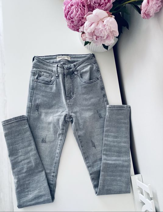 Spodnie jeansowe szare hello miss rurki jeansy