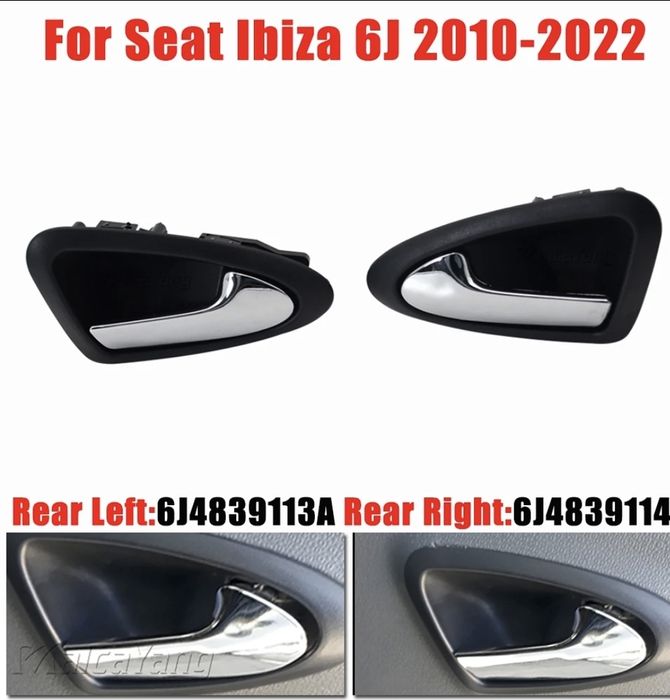 Puxador de porta interior traseiro seat ibiza 6j  2009 a 2017