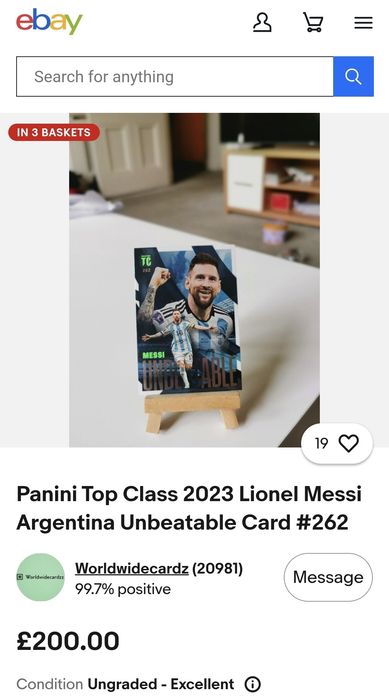 Картка Меcci Panini Top Class / Футбольна карточка Messi Unbeatable