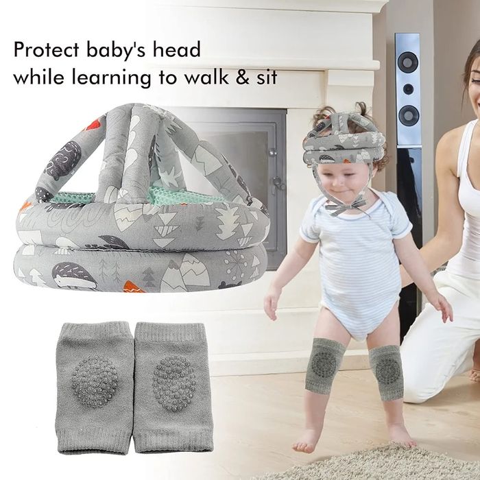 Zestaw ochronny czapeczka kask nakollanniki dla małego dziecka