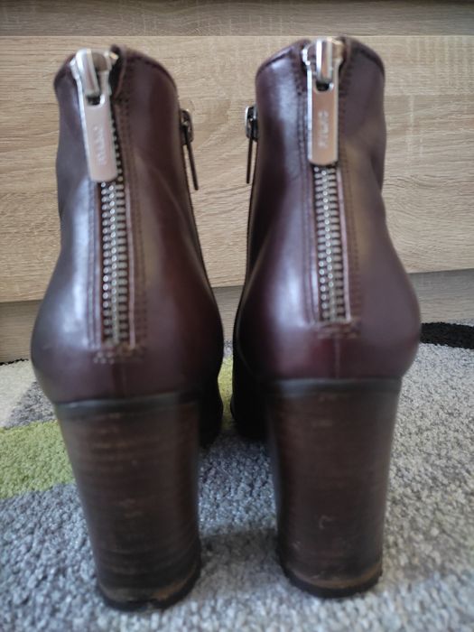 Skórzane Bordowe zasuwane botki Ryłko 35
