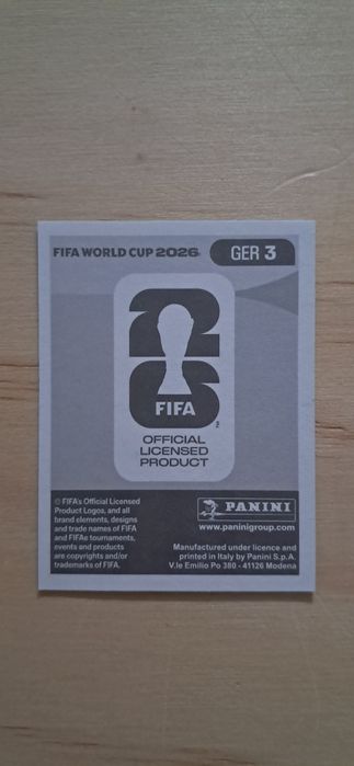 Cromo futebol de Tah(Mundial 2026)da Panini