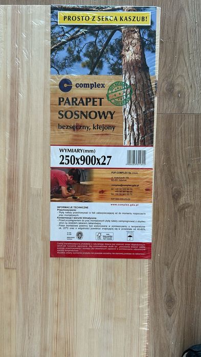 parapet sosnowy 250x900x27 mm