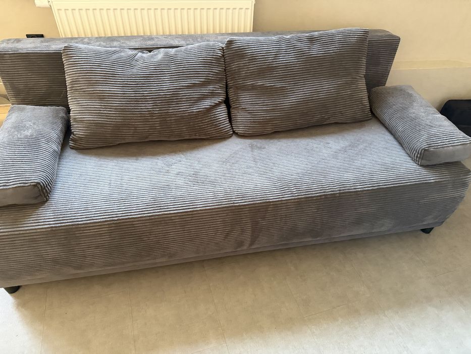 Kanapa sofa sztruksowa szara 200/140