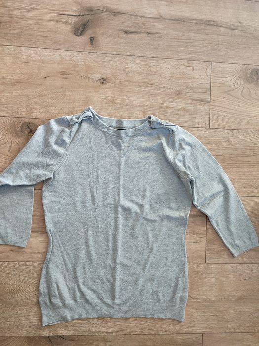 Mohito Sweter popielaty szary elegancki krótsze rękawy kokardy pagony