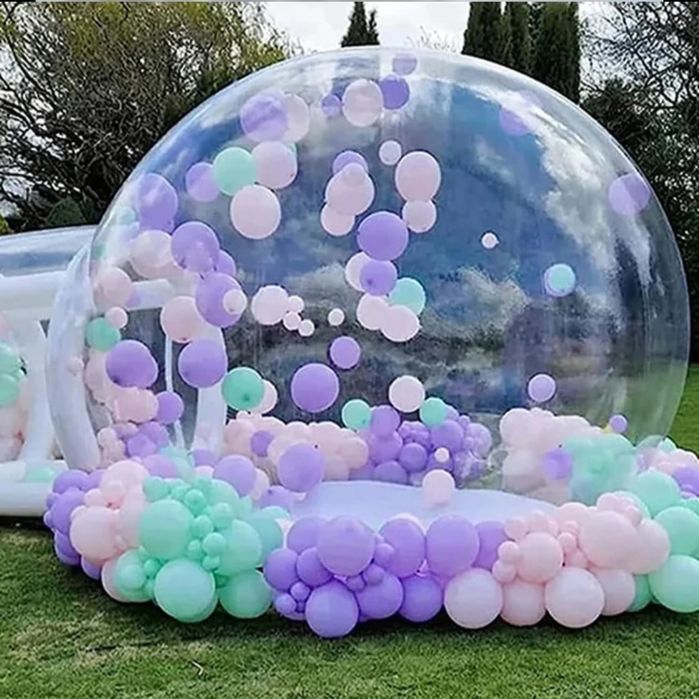 Bubble house, dmuchaniec biały, dom dmuchany, domek z balonami