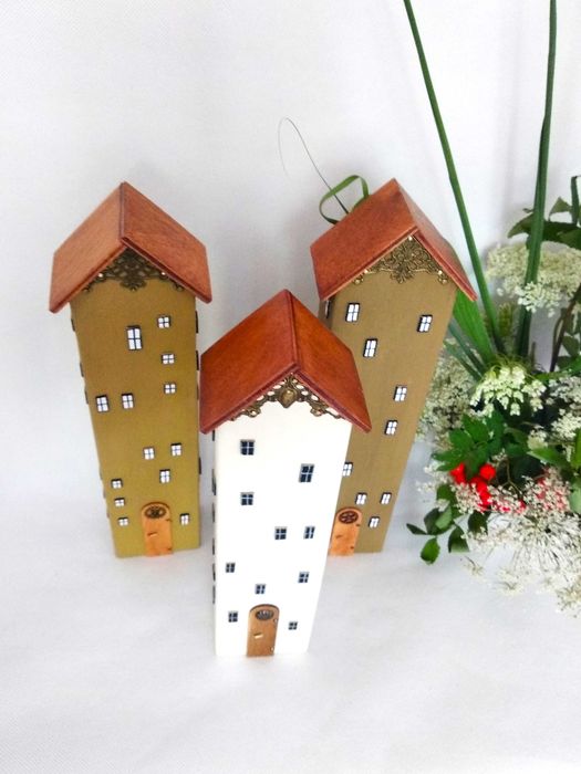 Dekoracyjne domki drewniane- pastelowa uliczka.