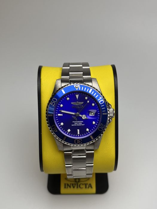 Invicta 47138, чоловічий годинник з синім циферблатом, інвікта срібло