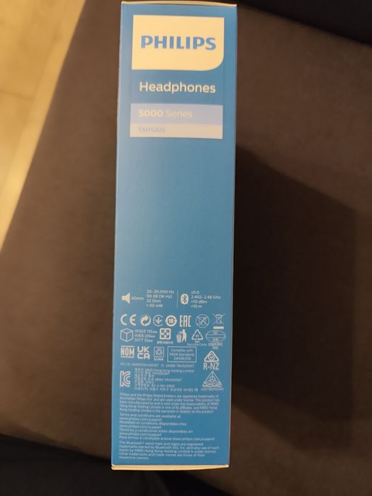 Słuchawki bezprzewodowe nauszne PHILIPS TAH5205 czarne nowe