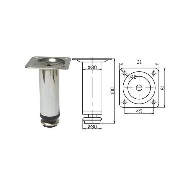 Ніжка мебельна d30mm/H100mm хром