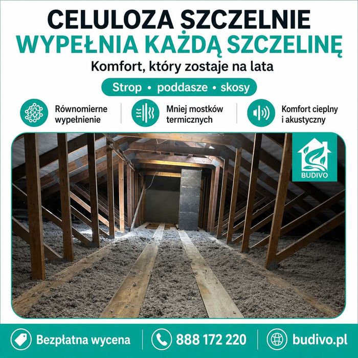 Tarnów – Profesjonalne ocieplenie celulozą ISOCELL | BUDIVO