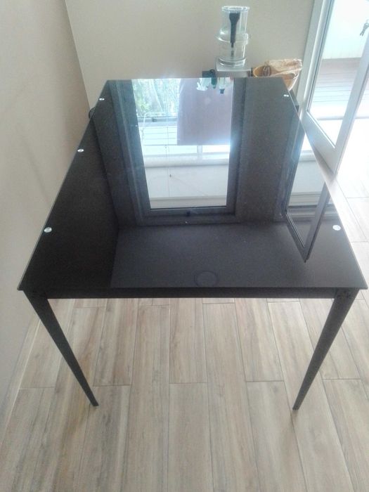 Mesa de Jantar HOMCOM — Vidro Temperado + Pés de Aço — Preto