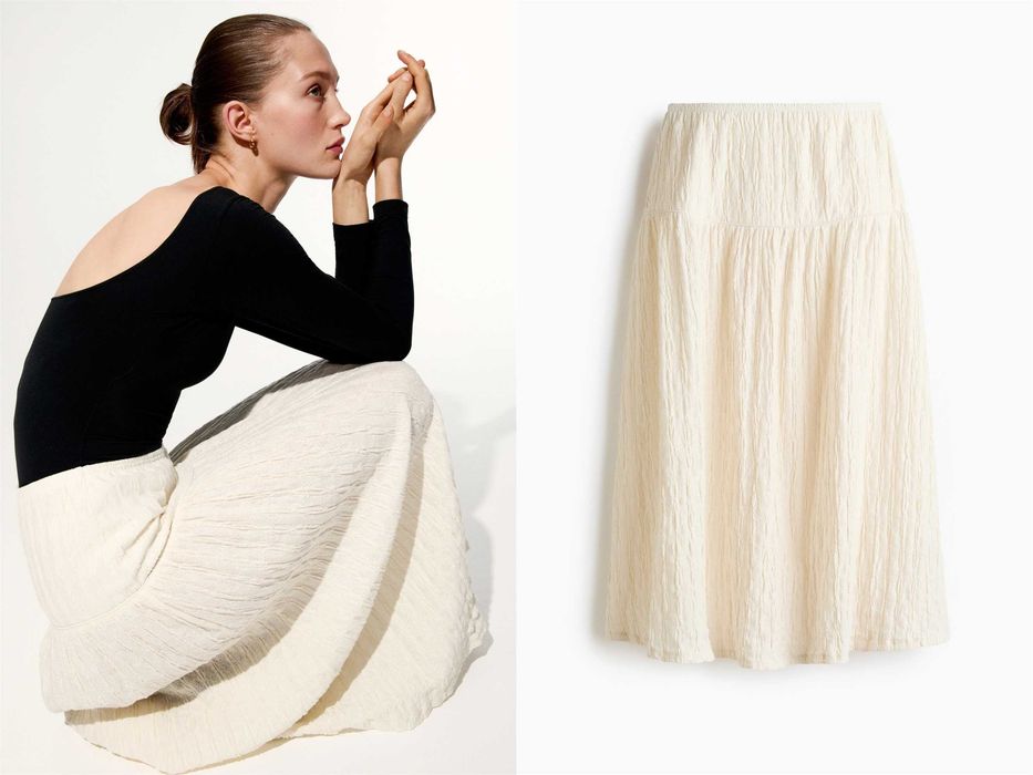 Spódnica S nowa kolekcja bawełna kremowa HIT PROMOCJA