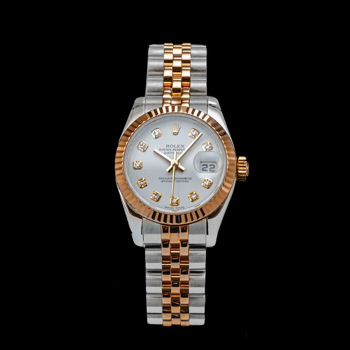 Zegarek Rolex Lady Datejust 26mm biała tarcza z diamentami, stal i Everose