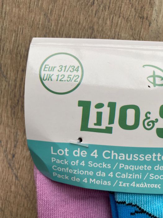 Skarpetki lilo i stitch nowe 4 pary rozm. 31/34