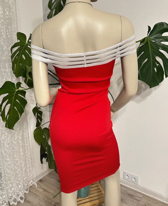 Czerwona sukienka midi hiszpanka r. 36 Lustre – zmysłowa, na imprezę