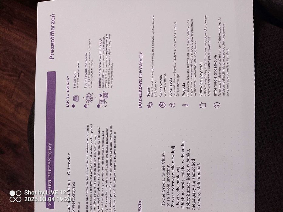 Lot motolotnia voucher prezent