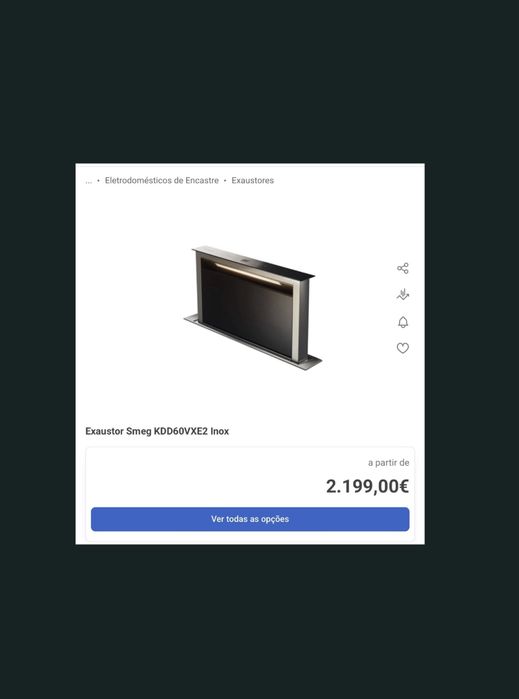 Exaustor de Bancada SMEG 60cm