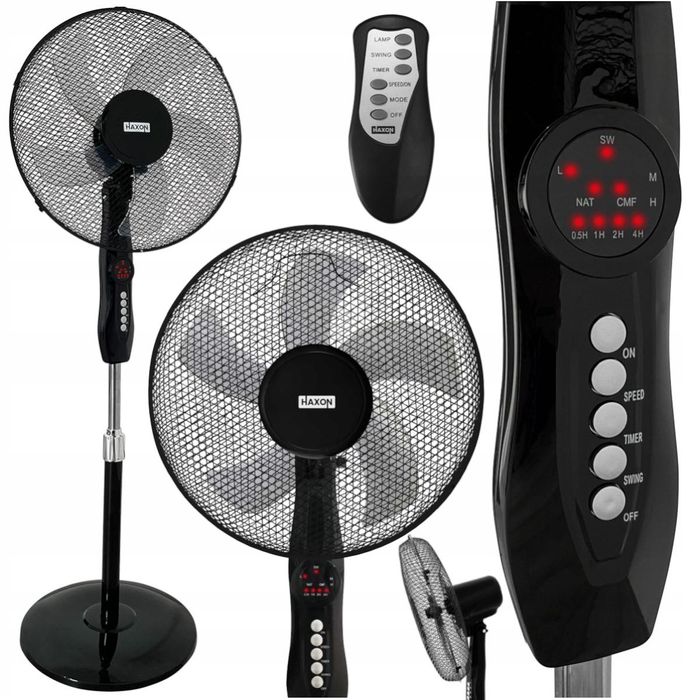 wentylator podłogowy haxon dax wiatrak stojący 5 łopatek timer + pilot
