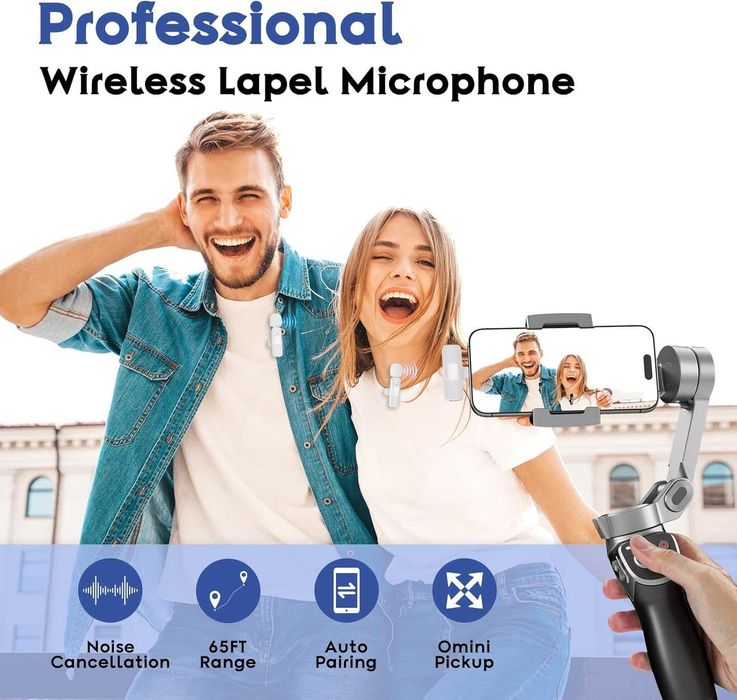 Bezprzewodowy mikrofon Lavalier USB-C + adapter Lightning – Biały