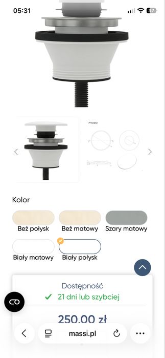 Umywalka konglomerat massi otse 50x30 +korek nowa