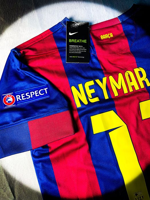 (M) Neymar JR #11 Barcelona 2014/2015 z Finału Ligi Mistrzów Vintage Nike Nowa Domowa Piłkarska Koszulka Sportowa T-shirt | Champions League UEFA
