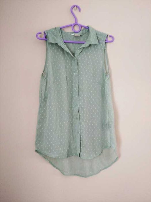 Miętowozielona bluzka bez rękawów H&M 34/XS