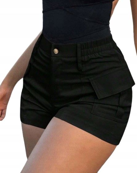 Shein krótkie czarne spodenki damskie 34 łbo