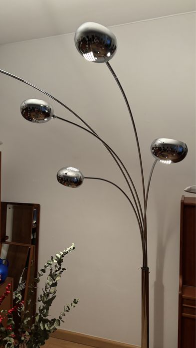 Pięcioramienna stojąca lampa chromowana Atelje Lyktan Szwecja lata 70