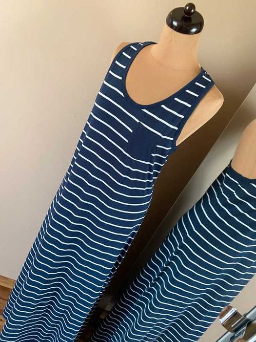 Dluga maxi sukienka long paski marynarska m l 38 40