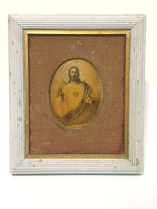 Invulgar antiga imagem do Sagrado Coração de Jesus