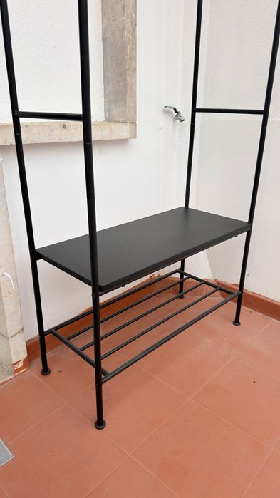 Suporte p/cabides c/arrum p/sapatos, antracite, 90x36x175 cm