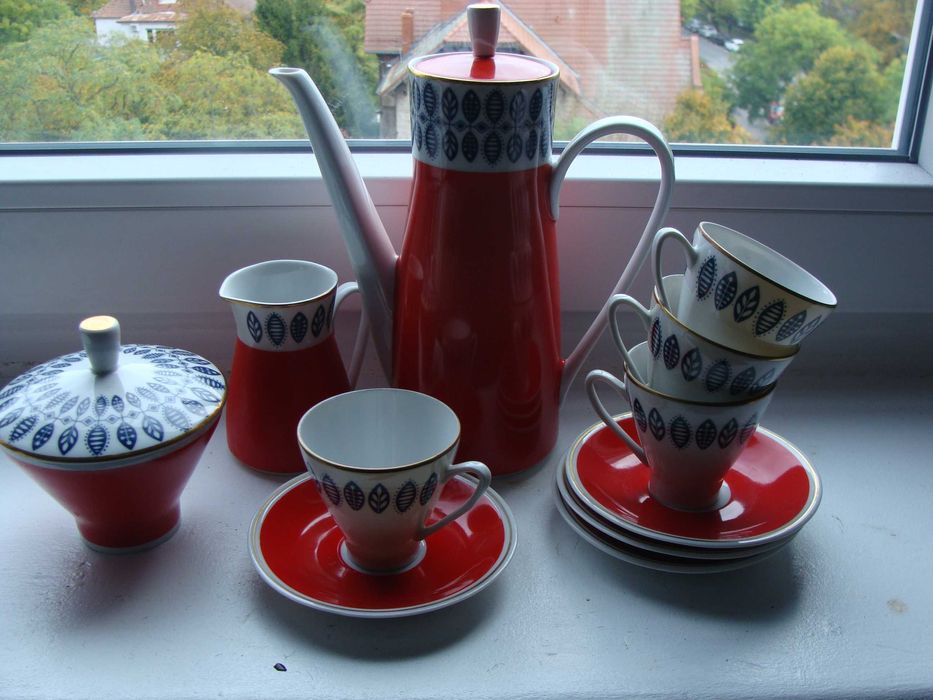 Serwis kawowy Freiberger Porcelain Mocca z lat 70. NRD