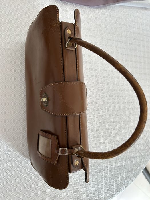 Mala vintage em pele genuina