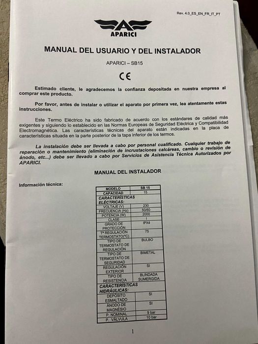 Termoacumulador APARICI SB15