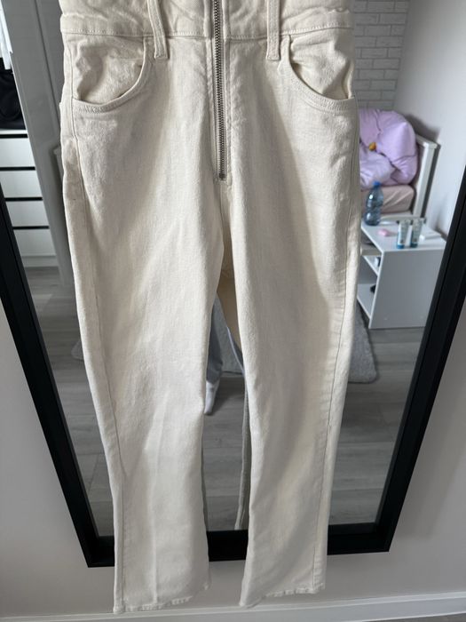 Kombinezon jeansowy mleczny S 36 Bershka z długimi spodniami