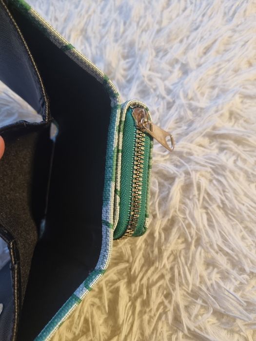 Portfel damski zielony złoty 11 x 8 cm