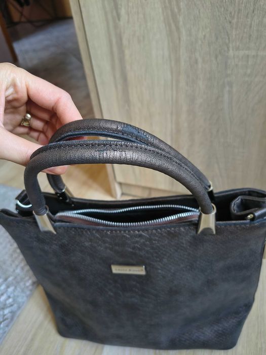 Torba wężowy print Laura Biaggi w rękę pojemna elegancka A4