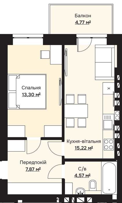 Продаж 1к квартири "євродвушки" на 3 поверсі з газом в цегляному будинку в новому крутезному проекті ЖК ГЕНІЇВ ПАРК в Бучі  • 42,39 м² • 48 748,5 $