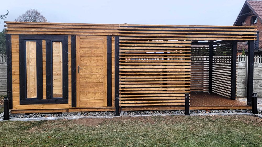 • • • • Domek z altaną • • • • TONY 6x3 m producent DREWNOTRIK