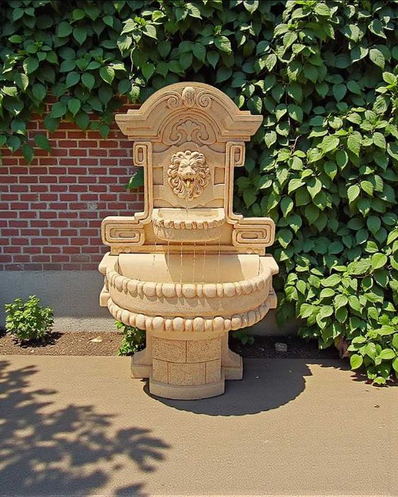 Fontanna ogrodowa przyścienna Sola biały cement konglomerat figura