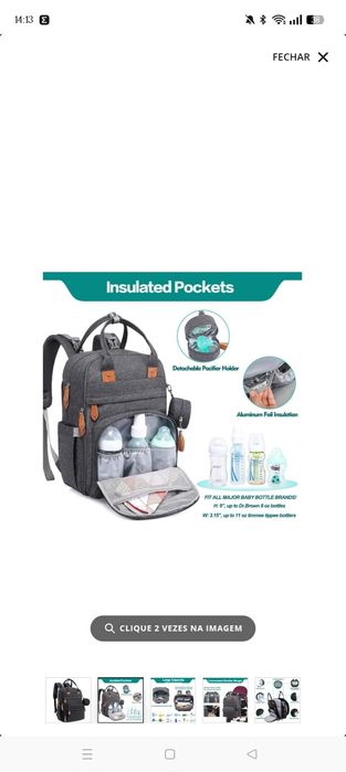 Mochila com trocador cinza escura