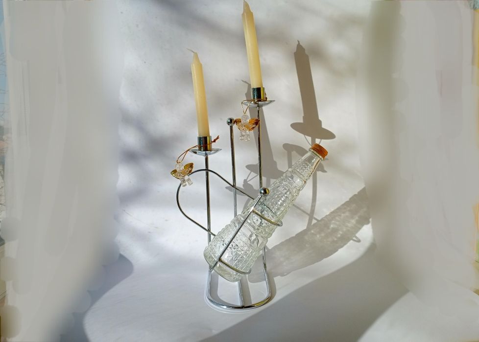 Свічник 2в1 та держак пляшки і бокалів для створення романтичного наст