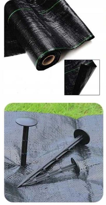 AGROWŁÓKNINA  Agrotkanina, mata na chwasty, czarna + Szpilki, 55m2