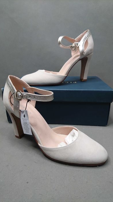 Buty Szpilki Czółenka Pier One High Heels Leather Pumps Beige R.40