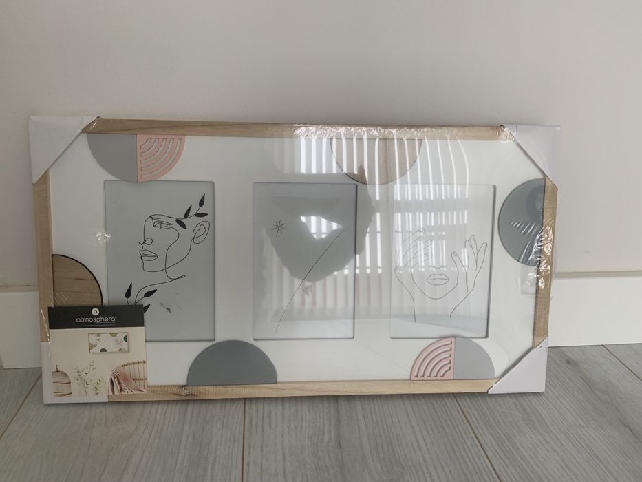 Moldura trendy cinza e rosa