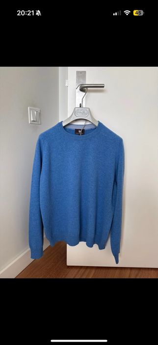 Camisola de malha azul para homem