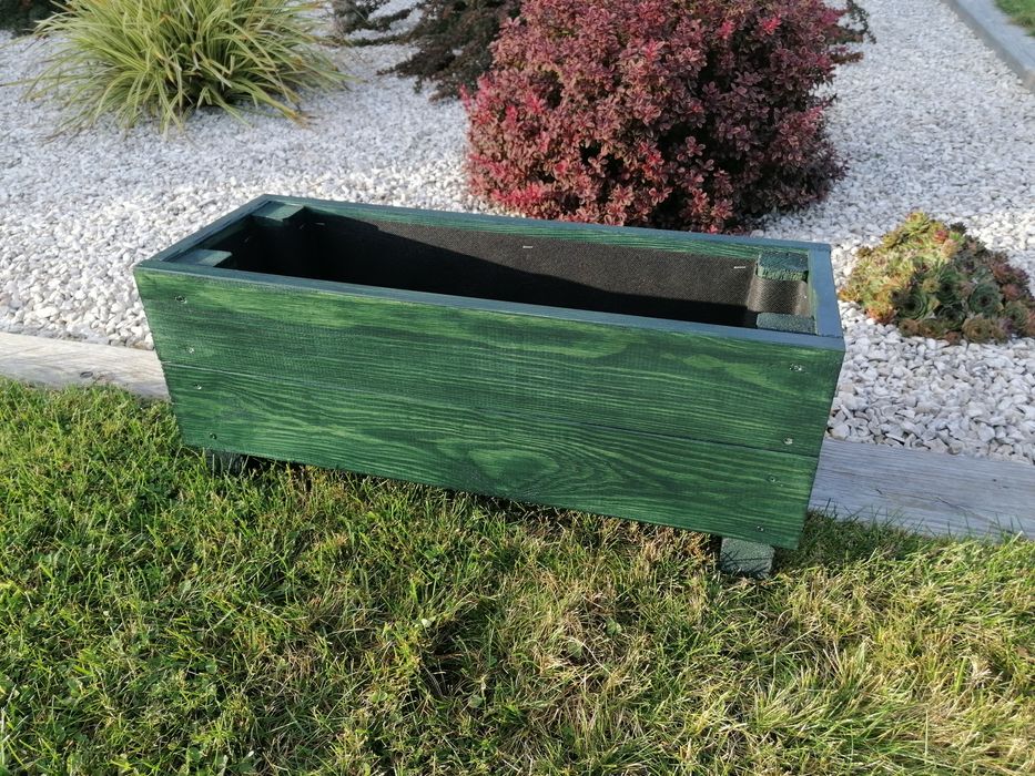 Donica drewniana butelkowa zieleń  22x60