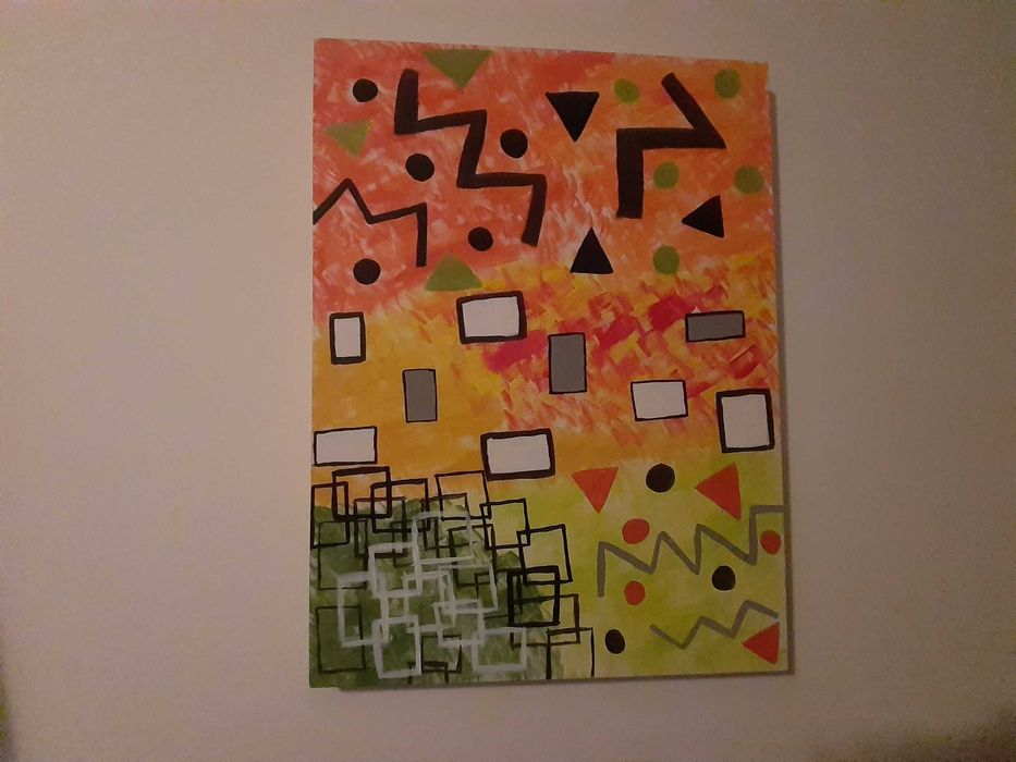 Tela pintada para decorar espaço