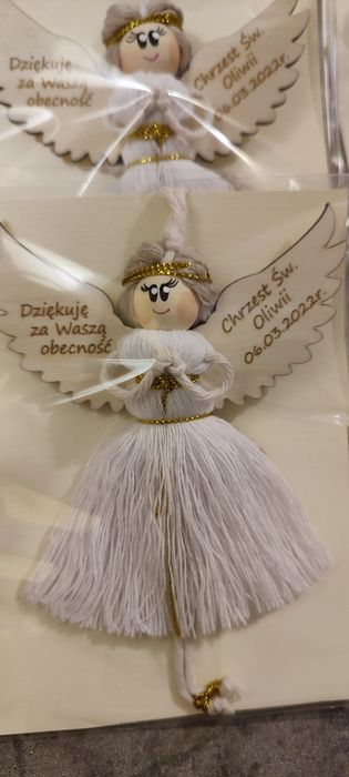 Aniołek makrama podziękowanie I Komunia, Chrzest, Ślub